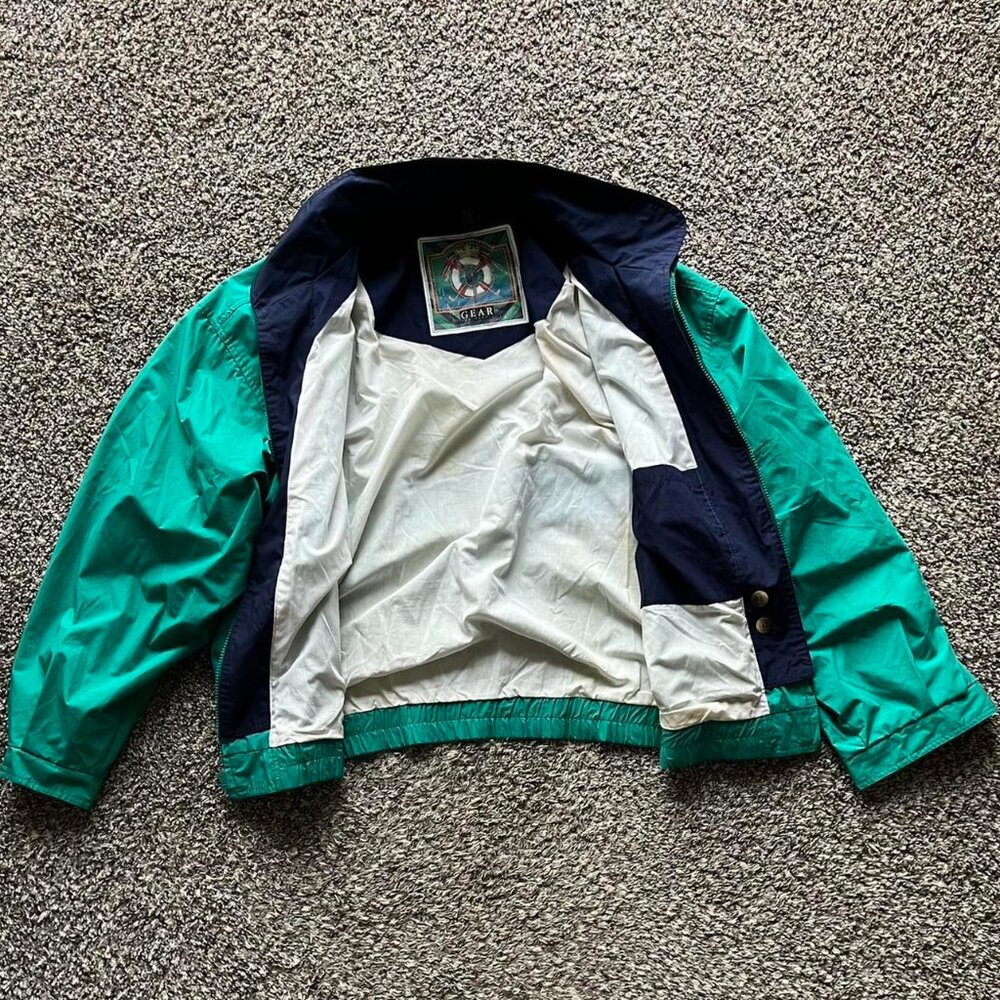 Vintage 80s 90s Mens XL Green/Blue Windbreaker Jacket, Gear For Sports Jacket - Picture 3 of 7